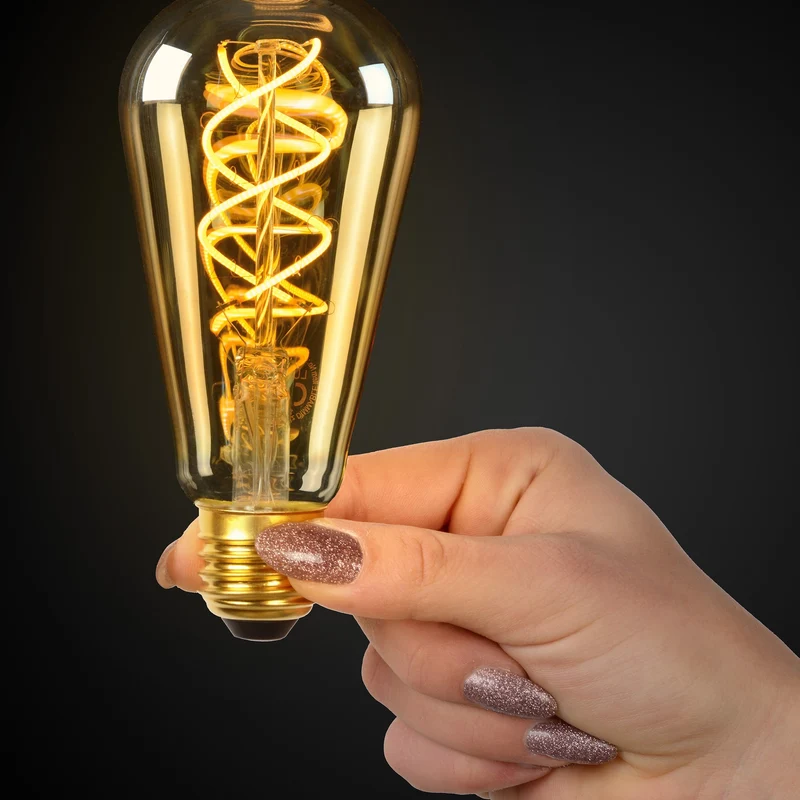 Lucide LED Filament Bulb E27 ST64 Amber Twilight Sensor - 300lm 2200K - Not Dimmable