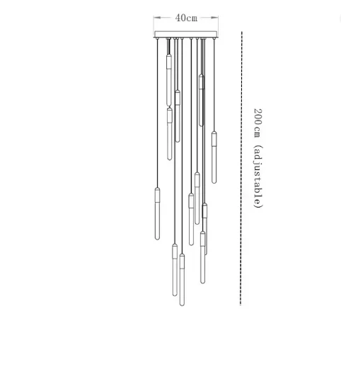 Lustre suspensions de tubes lumineux pour villa