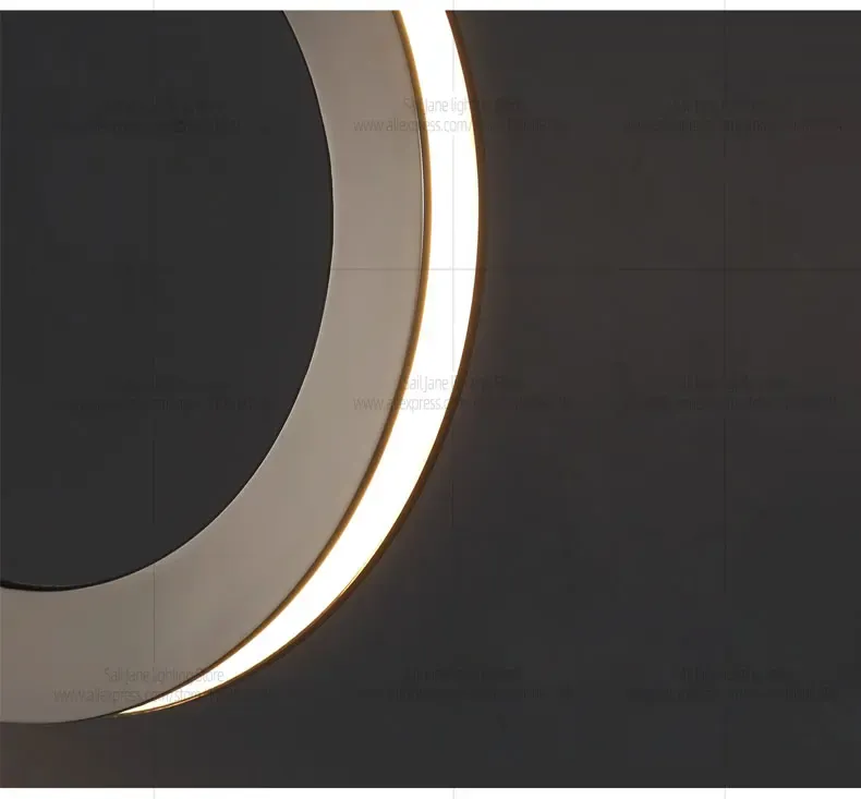 Lustre suspensions en anneaux noirs LED
