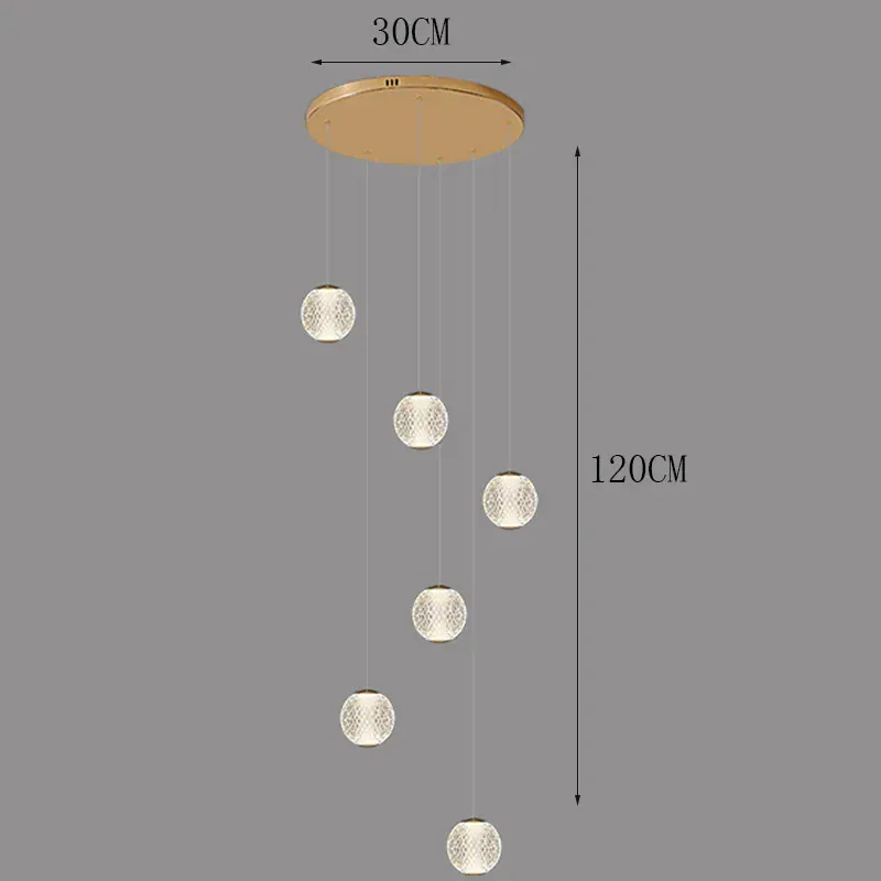 Suspensions design pour escalier de globes en verre