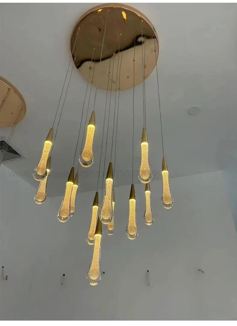 Luminaire de suspensions gouttes dorées