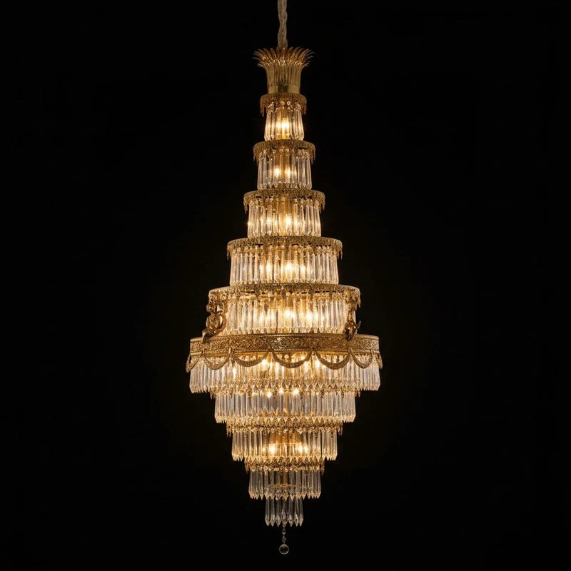 Grands Lustres Laiton Cristal