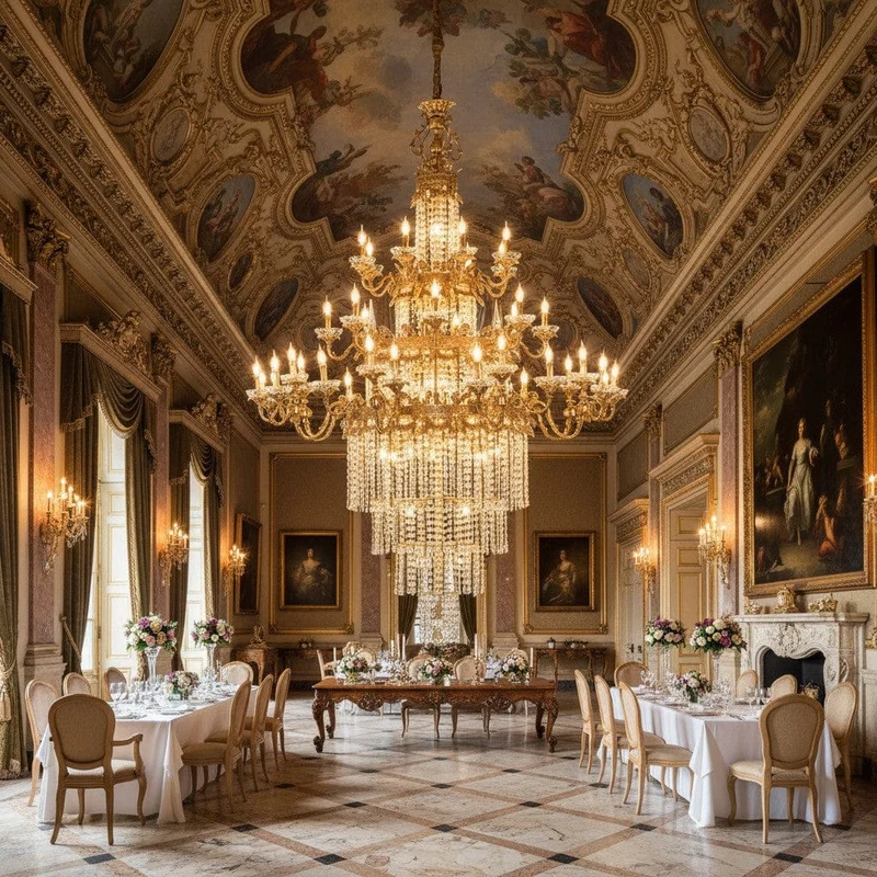 Grand chandelier laiton ornements