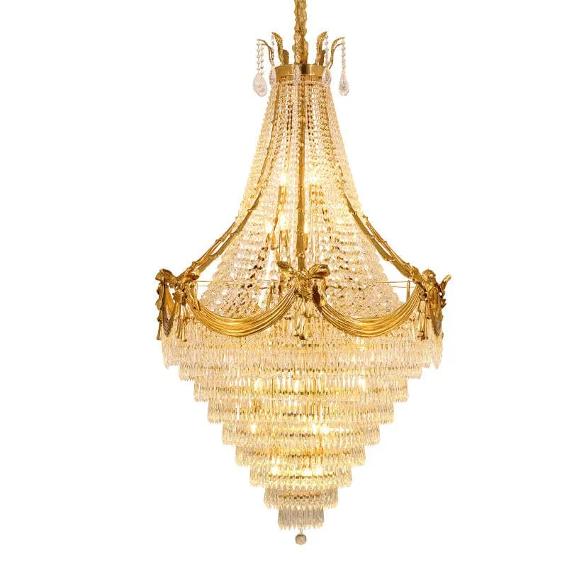 Lustre chandelier cristal et finition laiton