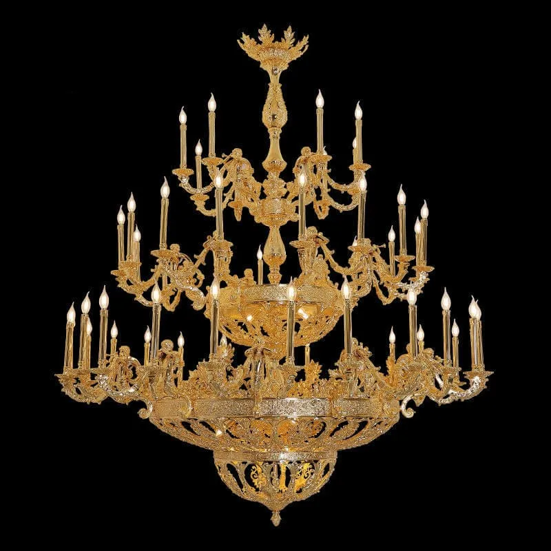 Chandelier baroque de luxe en laiton