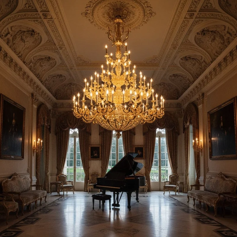 Chandelier baroque de luxe en laiton