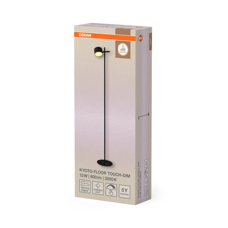 OSRAM DECOR Kyoto Lampadaire 12W 930 TOUCH DIM Noir