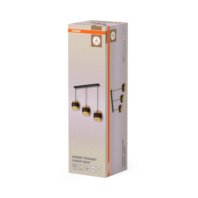 OSRAM DECOR Hornet Suspension linéaire 3xE27 Noir