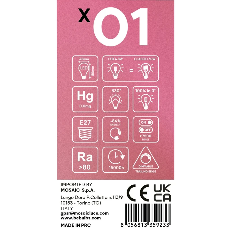 Ampoule LED à filament croisé Mini Globe G45 4,8W 400 lm E27 2200K dimmable - X01