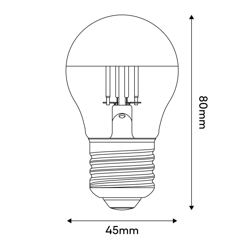Ampoule LED Demi-sphère Argent Mini Globe G45 4,8W 380 lm E27 2700K dimmable - A03