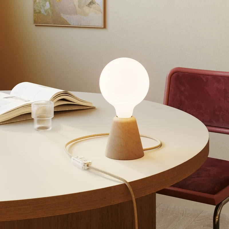 Socle de lampe en bois - Cône