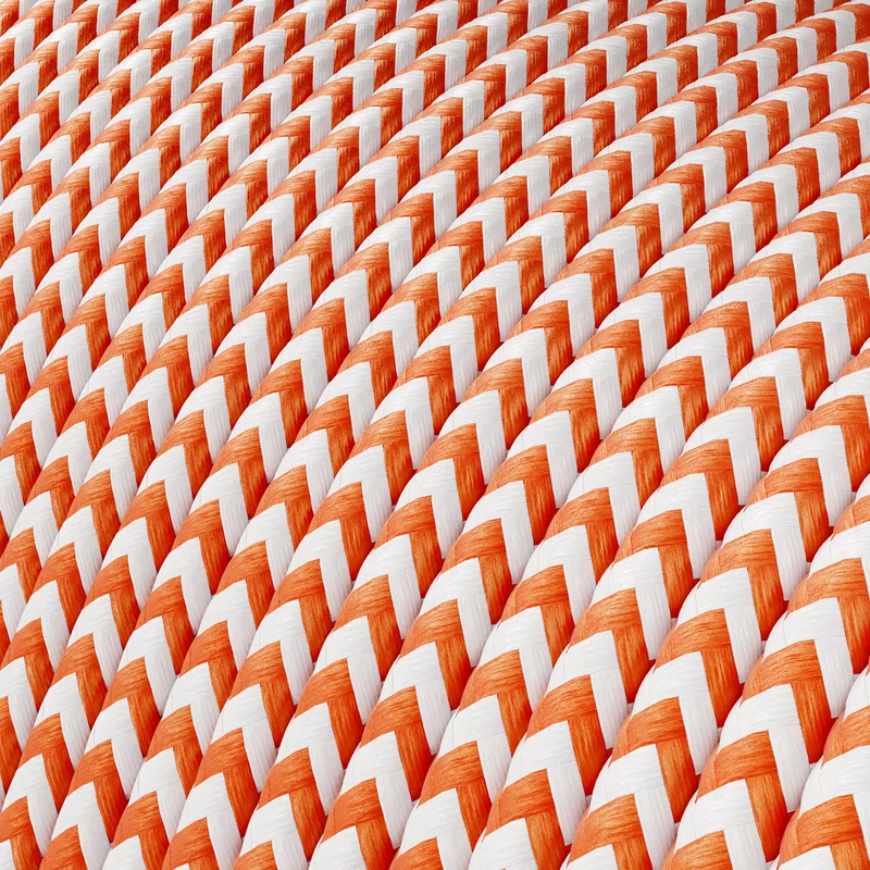 Câble électrique Extra Low Voltage gainé de tissu Zig Zag Blanc Orange RZ15
