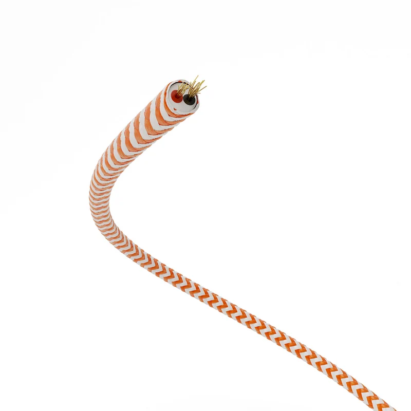 Câble électrique Extra Low Voltage gainé de tissu Zig Zag Blanc Orange RZ15