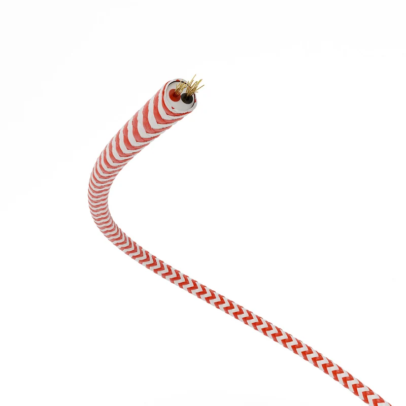 Câble électrique Extra Low Voltage revêtu de tissu Zig Zag Blanc Rouge RZ09