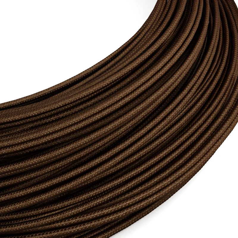 Câble électrique Extra Low Voltage revêtu de tissu effet soie Marron RM13
