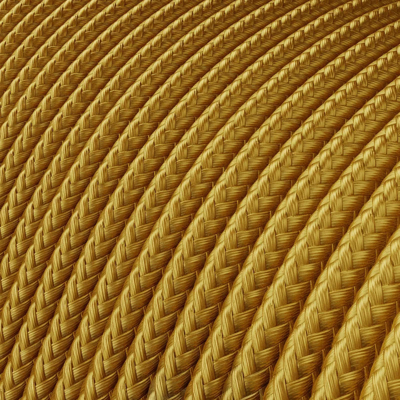 Câble électrique Extra Low Voltage revêtu de tissu effet soie Or RM05