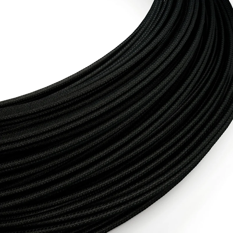 Câble électrique Extra Low Voltage revêtu de tissu effet soie Noir RM04