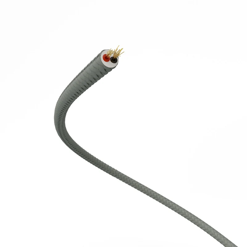 Câble électrique Extra Low Voltage revêtu de tissu effet soie Gris RM03