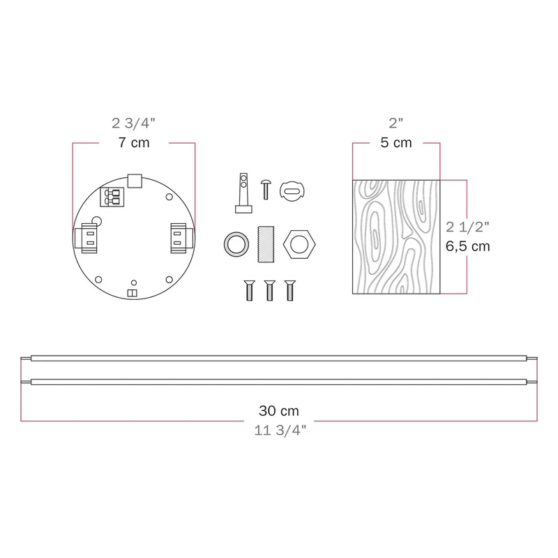 Kit électronique pour lampes à batterie 5V USB-C avec douille E27 en bois - Neutre