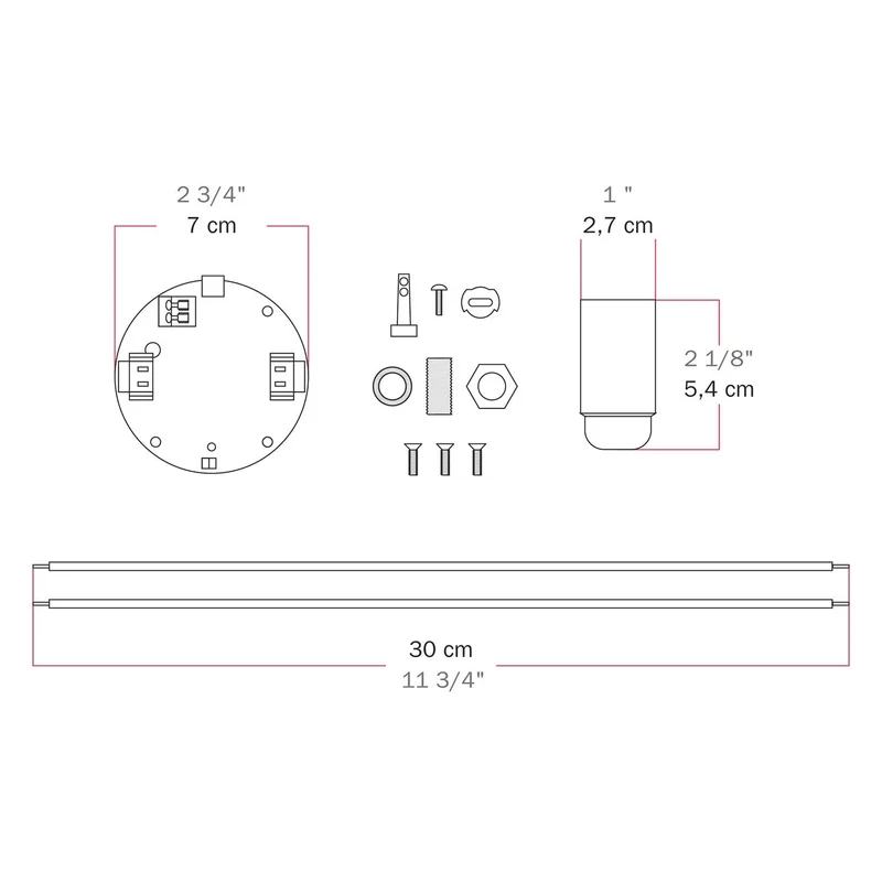 Kit électronique pour lampes à batterie 5V USB-C avec douille E14 lisse - Blanc
