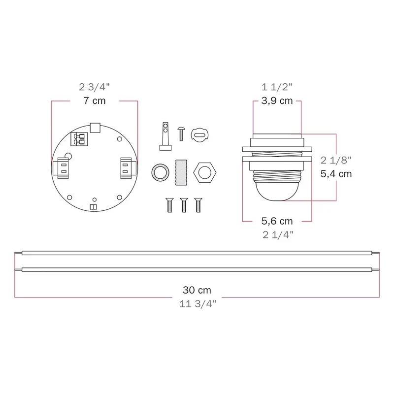 Kit électronique pour lampes à batterie 5V USB-C avec douille E27 filettato - Blanc