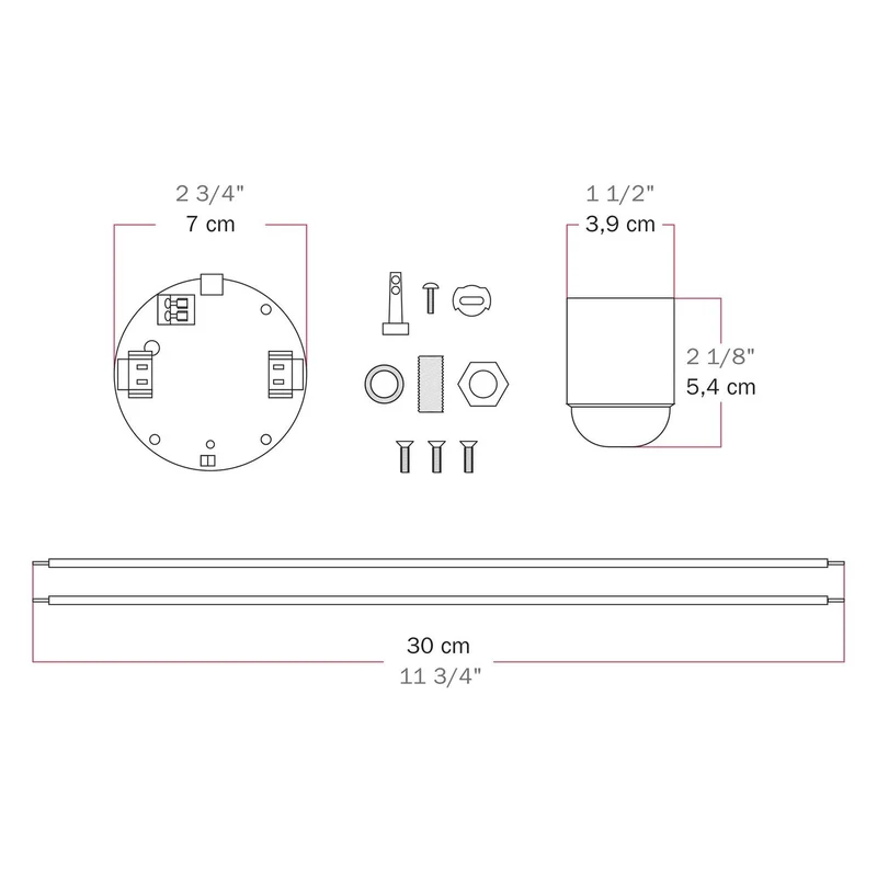 Kit électronique pour lampes à batterie 5V USB-C avec douille E27 lisse - Blanc