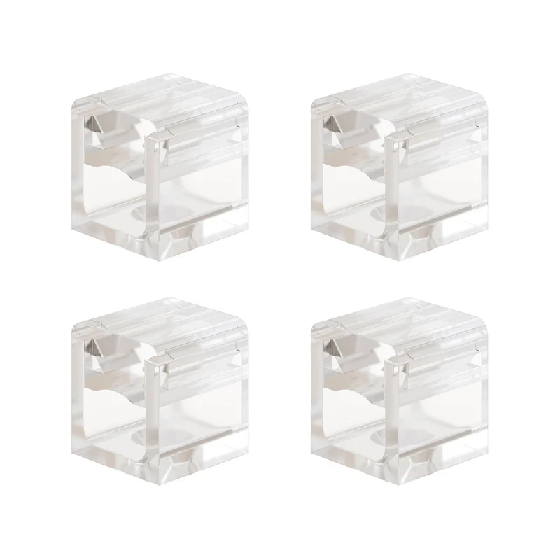 Set de 4 Cube Clip Transparent - Mini fixation murale pour Câble textile