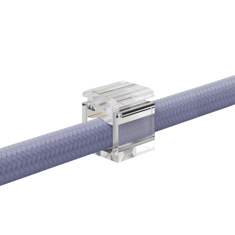 Set de 4 Cube Clip Transparent - Mini fixation murale pour Câble textile