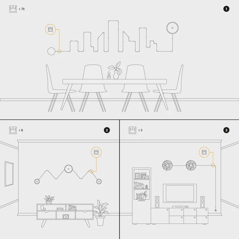 Set de 4 Cube Clip Transparent - Mini fixation murale pour Câble textile