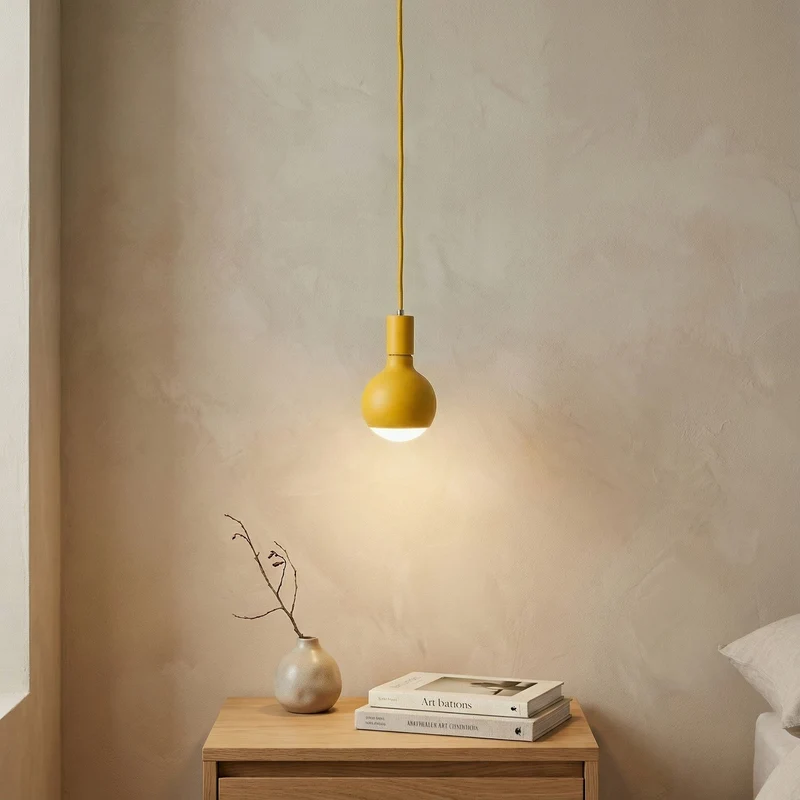 Lampe à suspension Filotto Metallico avec ampoule Lucia - Jaune