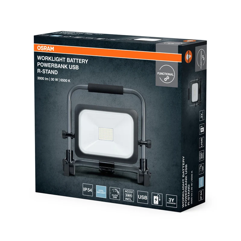 OSRAM LAMPES DE TRAVAIL VALEUR BATTERIE, USB, Projecteur 30W 865, 3000 lm, 6500 K