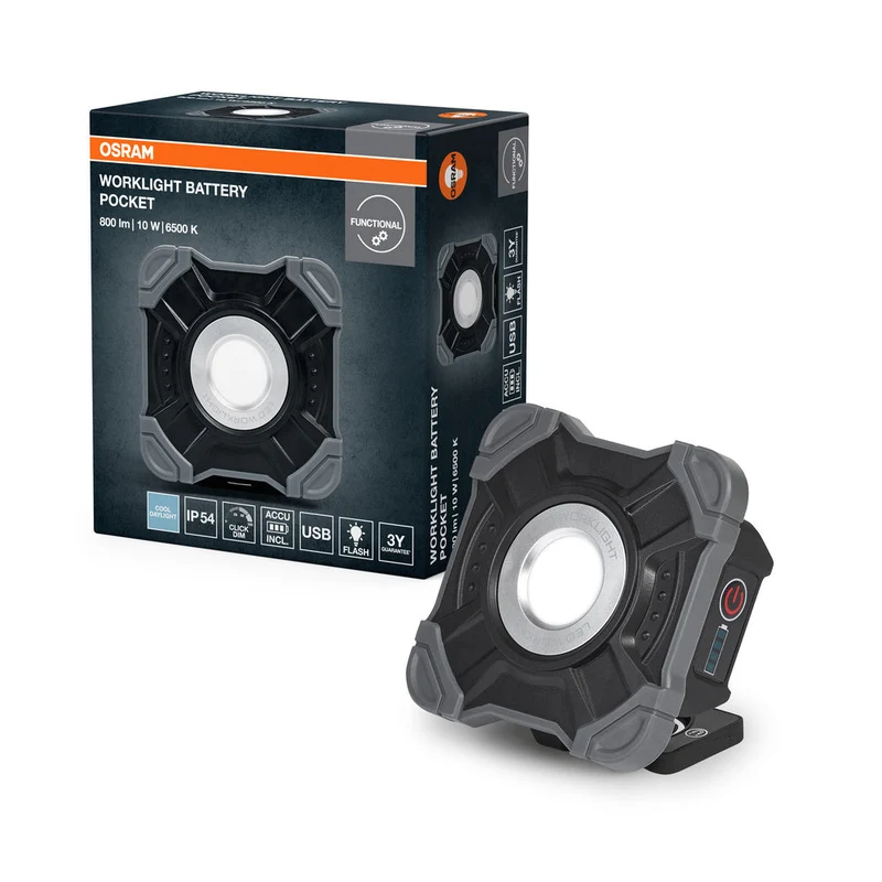 OSRAM LAMPES DE TRAVAIL VALEUR BATTERIE, USB, Projecteur 10W, 800lm, 6500K