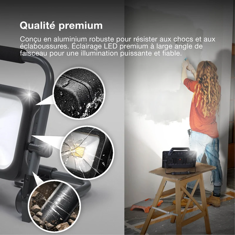 OSRAM LAMPES DE TRAVAIL VALEUR BATTERIE, USB, Projecteur 26W, 3000lm, 6500K