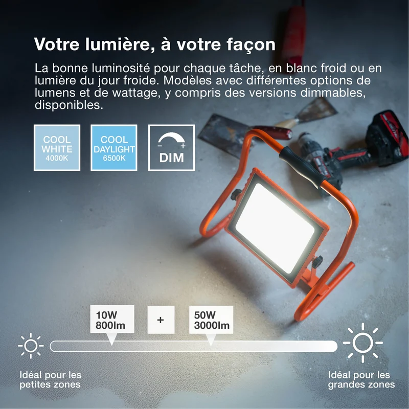 OSRAM LAMPES DE TRAVAIL VALEUR BATTERIE, USB, Projecteur 26W, 3000lm, 6500K