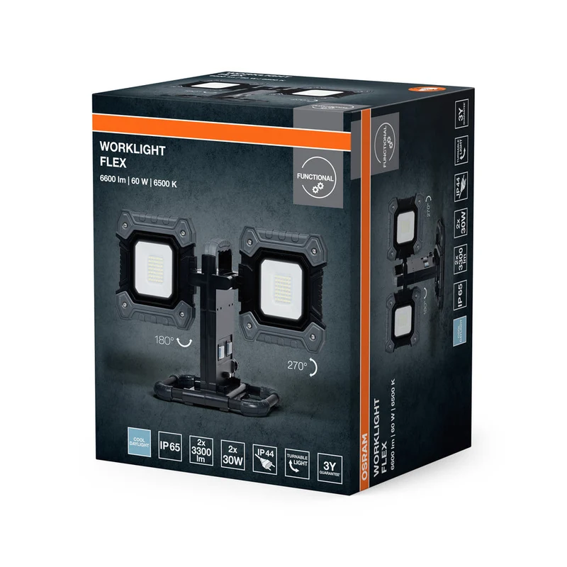 OSRAM LAMPE DE TRAVAIL VALUE FLEX Projecteur 2x30W, 6450lm, 6500K