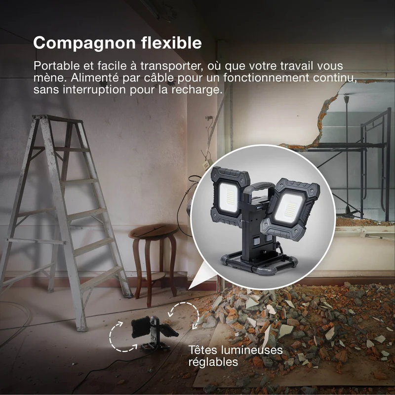 OSRAM LAMPE DE TRAVAIL VALUE FLEX Projecteur 2x30W, 6450lm, 6500K