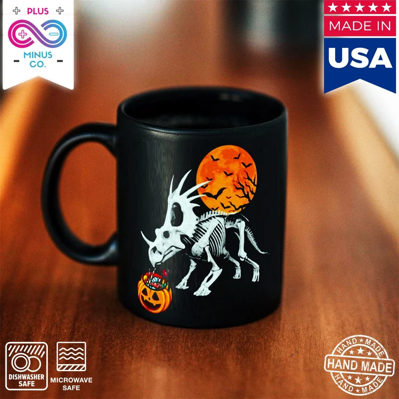 Tasses de dinosaure citrouille d'Halloween, ami amoureux d'Halloween, ne cherchez pas plus loin que notre tasse d'Halloween squelette de dinosaure !