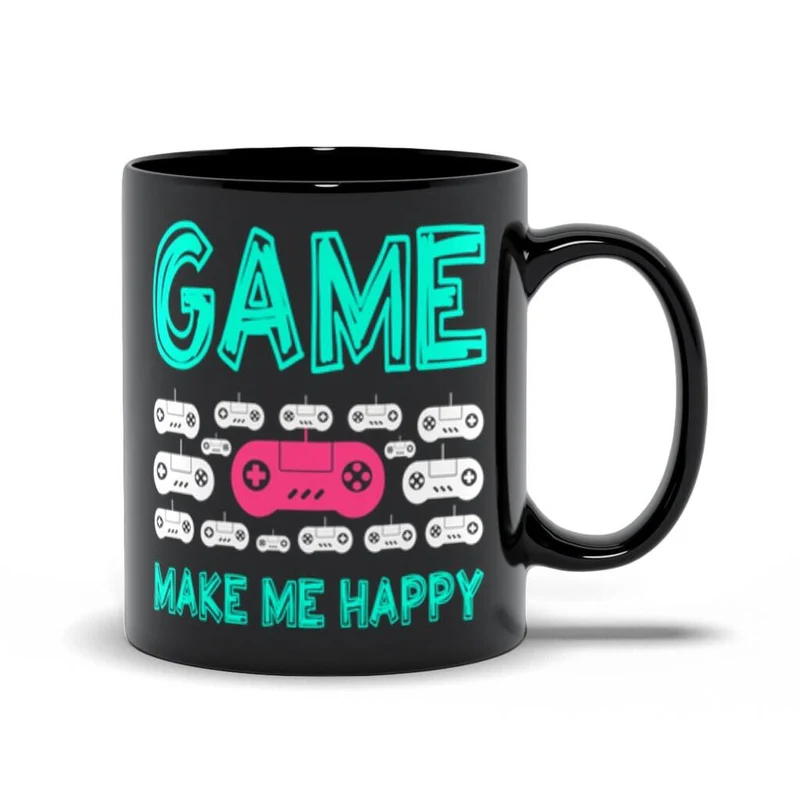 Game Make Me Happy Black Mugs, Gaming Makes Me Happy You, Not So Much, Tasse de jeu vidéo, Cadeau de joueur en ligne, Contrôleur de jeu, Amateur de jeux vidéo