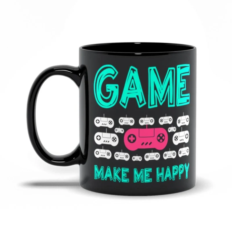 Game Make Me Happy Black Mugs, Gaming Makes Me Happy You, Not So Much, Tasse de jeu vidéo, Cadeau de joueur en ligne, Contrôleur de jeu, Amateur de jeux vidéo