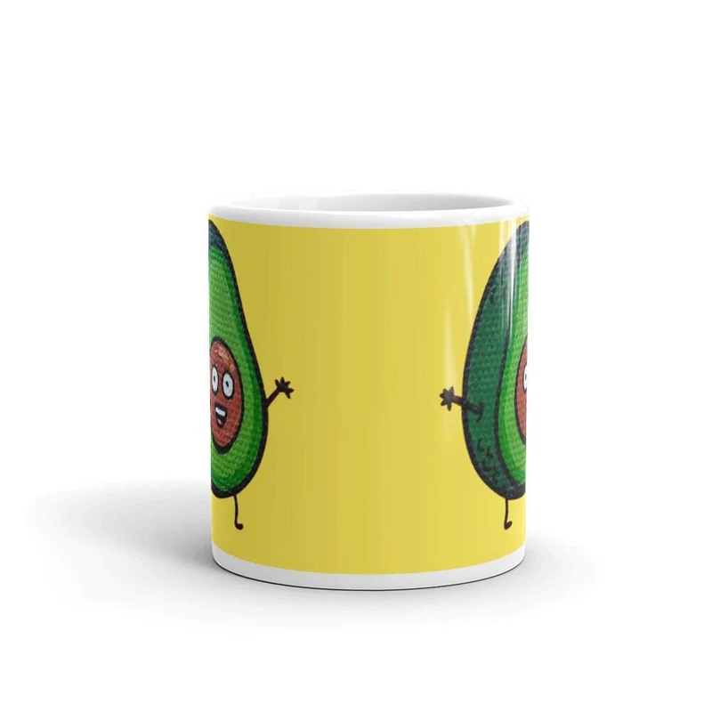 Avocat vert avec fond jaune Tasse d’avocat, tasse d’avocat drôle, amateur d’avocat, tasse à café d’avocat, cadeau d’avocat, tasse d’avocat mignonne,