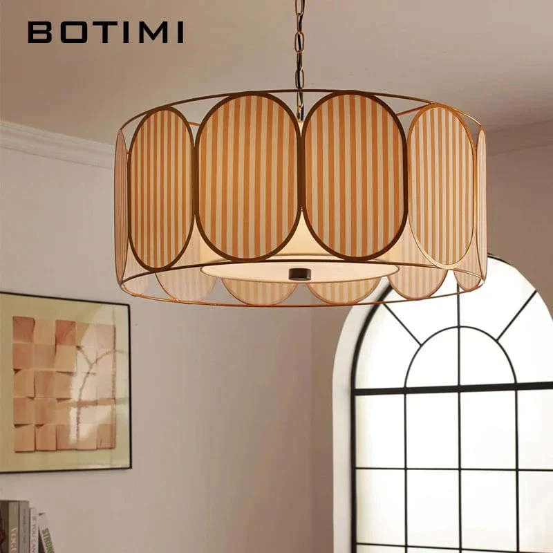 BOTIMI Fabric Art LED Pendant Light For Dining Wire Pendant Island Kitchen Cloth Suspension Luminaire Bedside Lighting