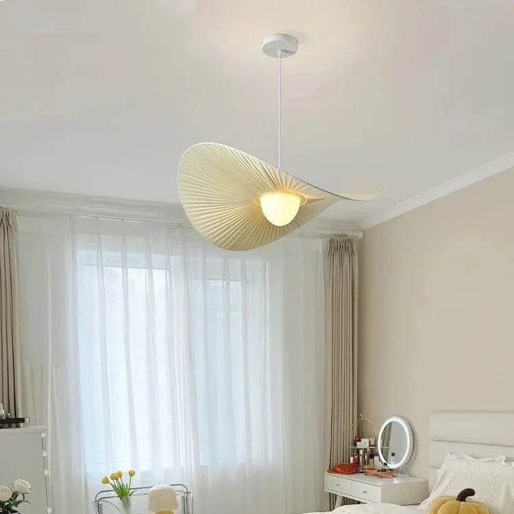 Nordic Beige Pleated Fabric Led Pendant Lights Bar Droplight Art Decor Led Hanging Lamp Dining Room Simple Suspend Light Lampara
