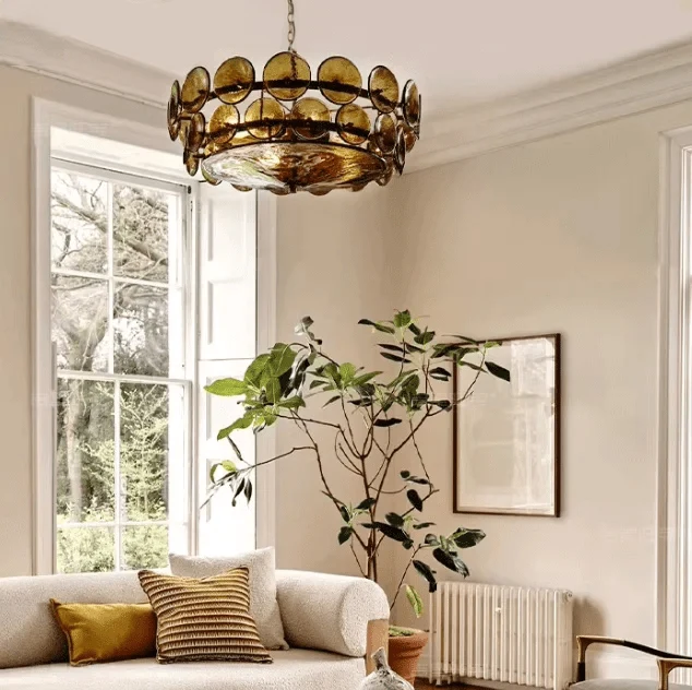 Lustre Contemporain en Verre Teinte