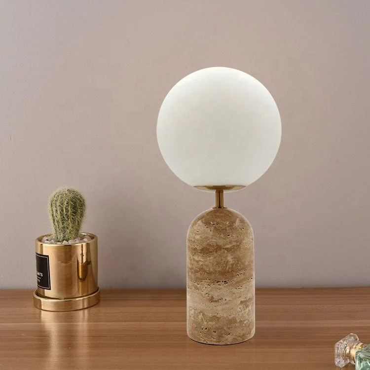 Lampe de table en travertin