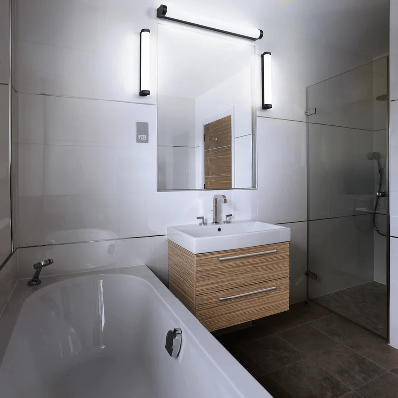 OSRAM ORBIS Tube miroir de salle de bain applique murale verre givré 12W 60cm noir