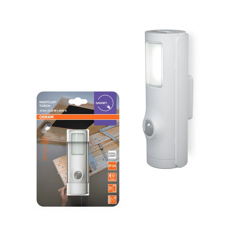 OSRAM NIGHTLUX® Torche Blanche, veilleuse mobile avec détecteur de mouvement, blanc