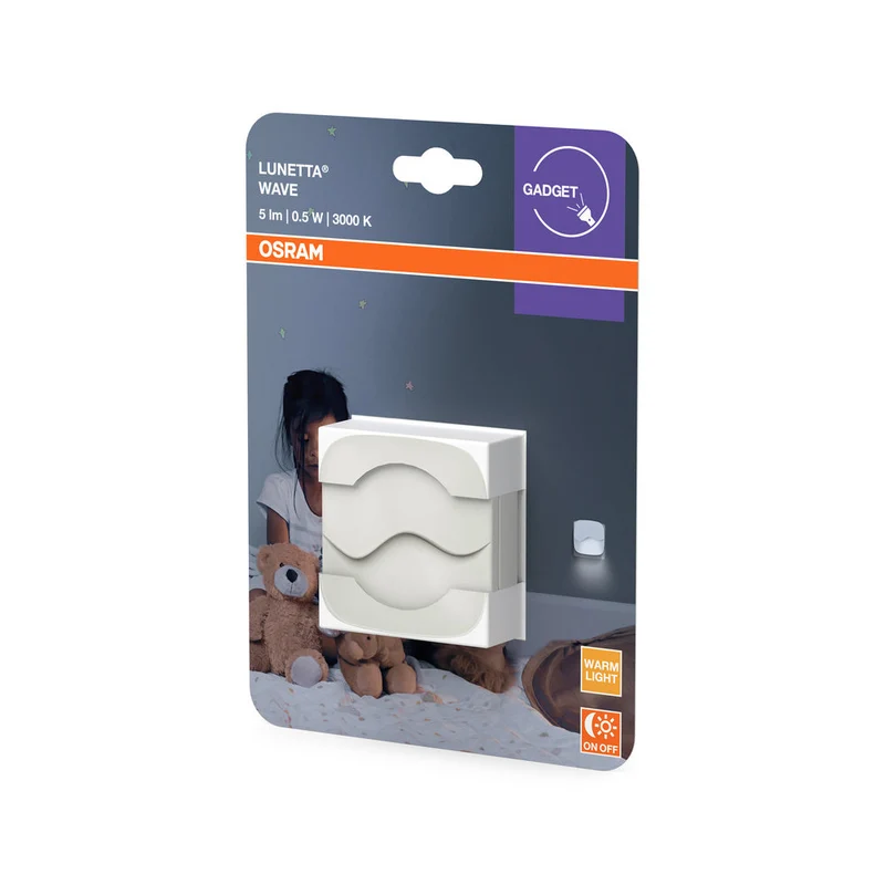 OSRAM LUNETTA Wave veilleuse de nuit avec capteur LED pour prise 0,50W / 3000K blanc chaud