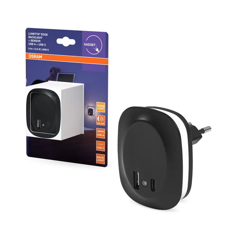 OSRAM LUNETTA EDGE veilleuse prise, 0,35W, 10lm, noir