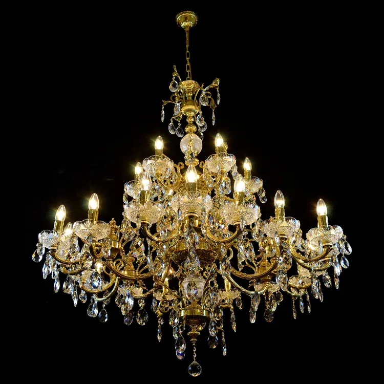 Grand lustre pampille en laiton
