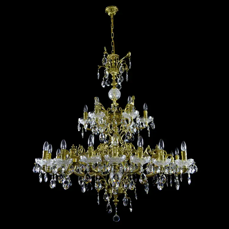 Grand lustre pampille en laiton